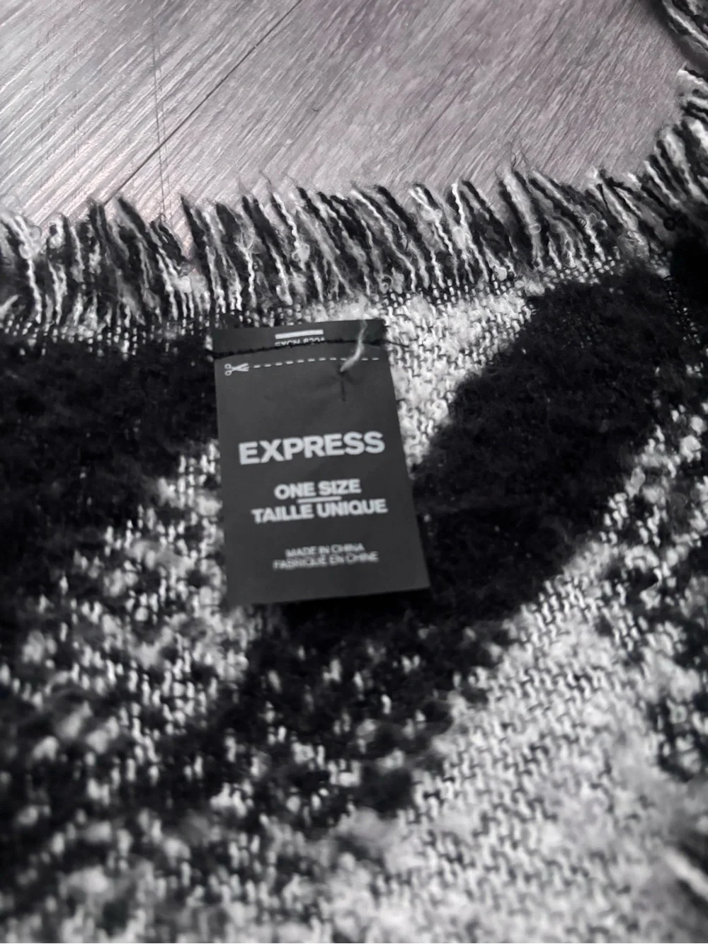 Express Black and White Textured Fringe Throw
